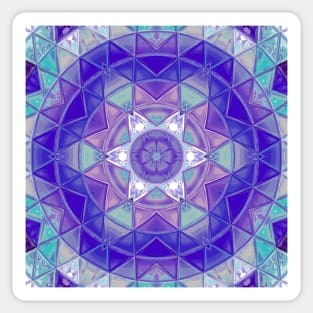 Mosaic Mandala Flower Purple Blue and White Sticker